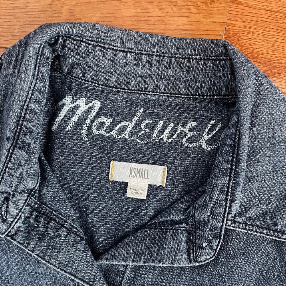 Madewell Shirt Womens XS Blue Chambray Perfect Ex Boyfriend Button Down 10898 - Picture 3 of 7